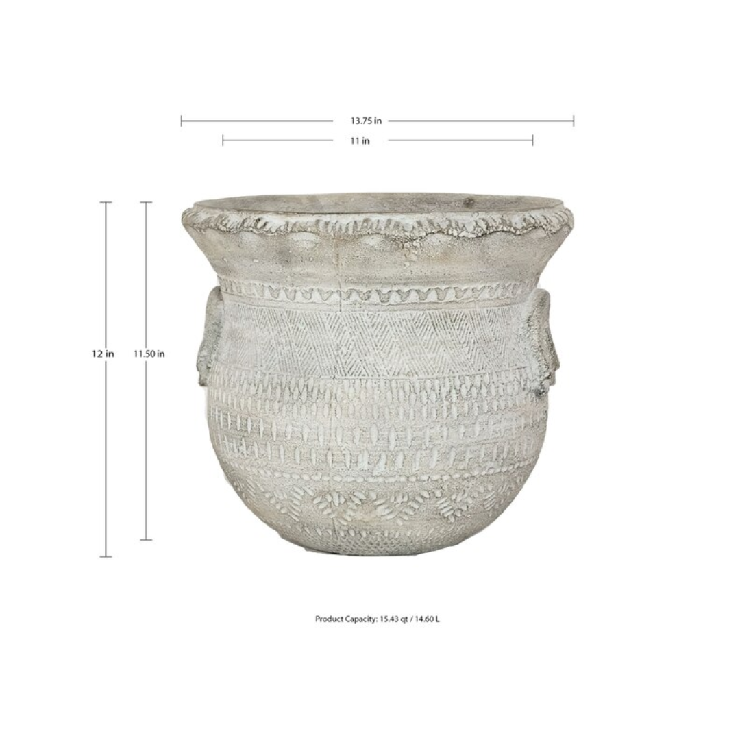 Round 11-in W x 11.5-in H Brown Mixed/Composite Traditional Indoor/Outdoor Planter Allen + Roth